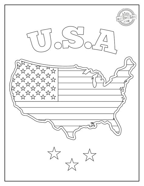 Coloring Page With Educational And Fun American Flag