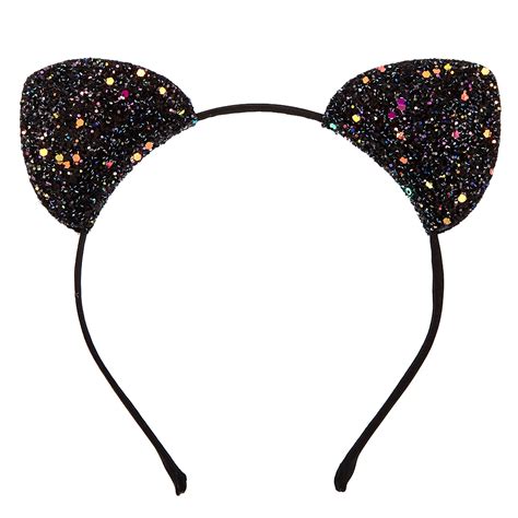 Black Glitter Cat Ears Headband Icing Us