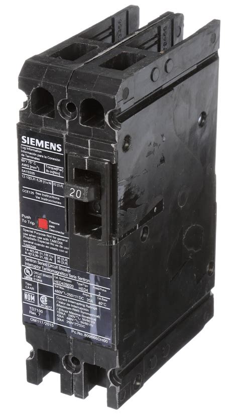 Siemens Molded Case Circuit Breaker 20 A Amps 42ka At 480v Ac Fixed