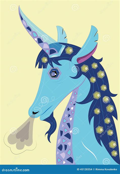 Diamond Blue Unicorn Vector Illustration 45128354