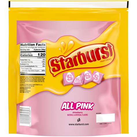 Starburst All Pink Strawberry Fruit Chews Party Size 50 Oz Bag All
