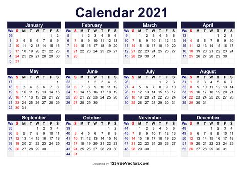 123freevectors 2021 Calendar Well Youre In Luck Because Here They