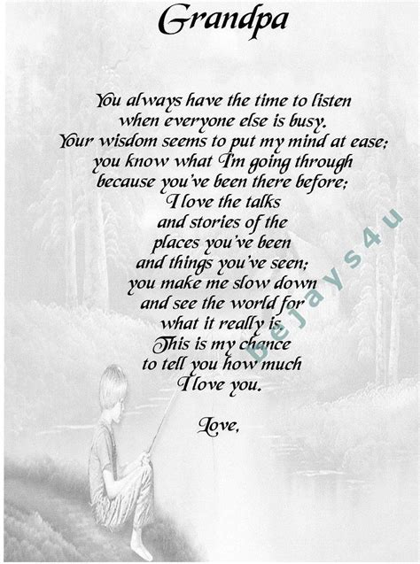 Grandpa And Me Poem It Will Be Posted To You In A Board Backed Envelope Grandpa