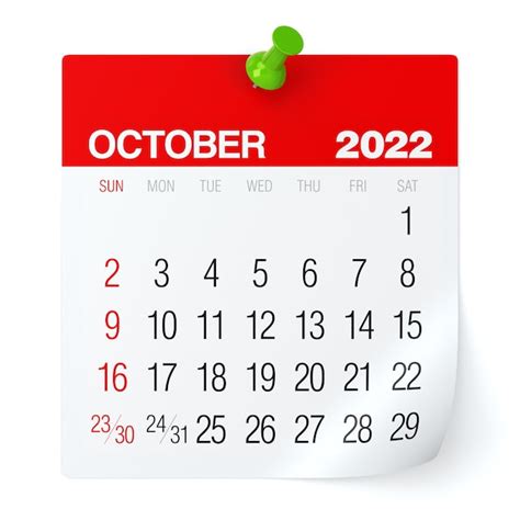 Premium Photo October 2022 Calendar Isolated On White Background