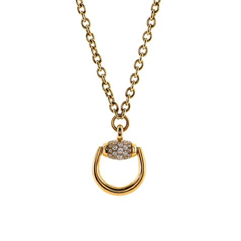 Gucci Horsebit Pendant Necklace 18k Yellow Gold With Diamonds Large