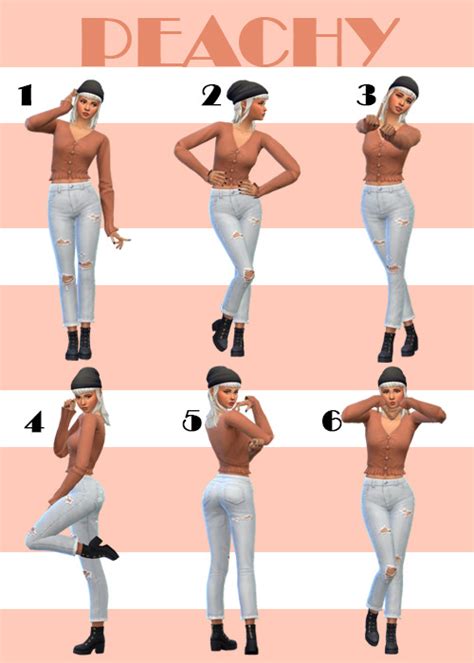 Sakuraleon ♥ Peachy ♥ Total 6 Full Body Poses For The Sims 4 Sims