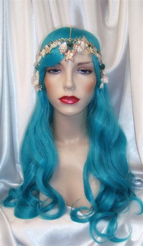 Mermaid Wig And Headpiece Ariel Wig Mermaid Headpiece Dark Etsy