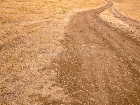 Dusty Road On Dry Meadow Central Europe Climate Change Extreme