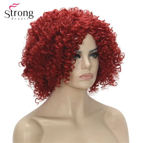 Short Red Curly Afro Full Synthetic Wig Womens Wigs In Synthetic None