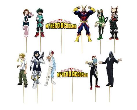12 24 My Hero Academia Cupcake Cake Toppers Party Birthday