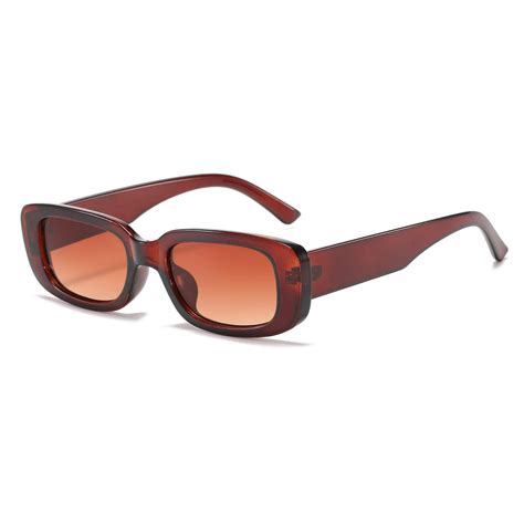 Butaby Clear Brown Rectangle Sunglasses
