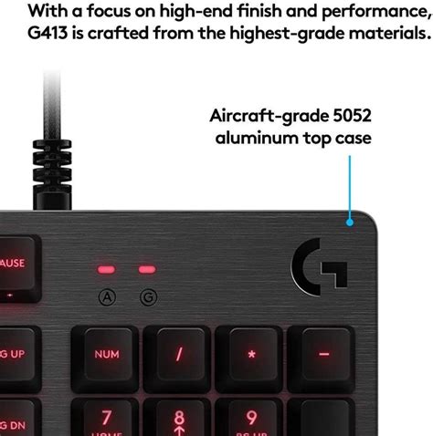 Logitech G413 Backlit Mechanical Gaming Keyboard Usb Passthrough Carbo