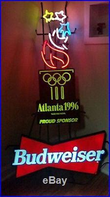 Rare Vintage Atlanta Olympics Budweiser Collectible Neon Sign