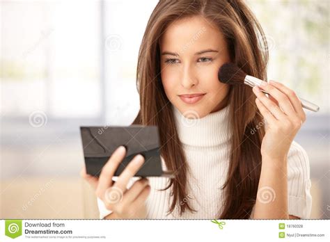 Attractive Woman Applying Makeup Stock Photo - Image of ...