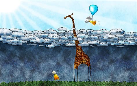 Wallpaper Fantasy Art Anime Rain Artwork Clouds Branch Giraffes