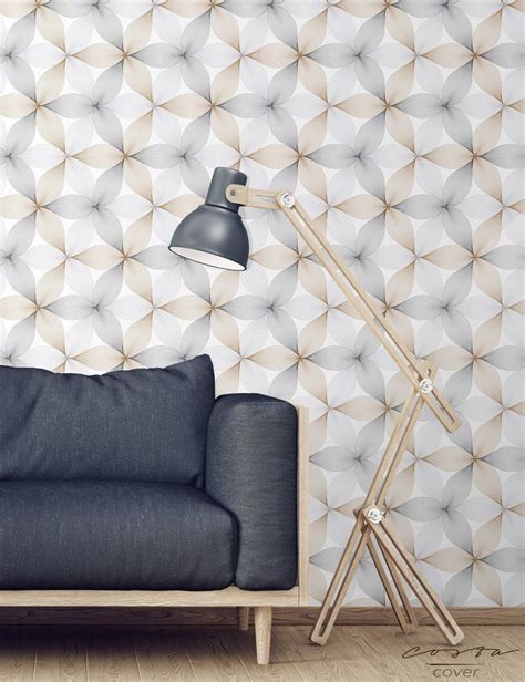 Geometric Floral Self Adhesive Removable Wallpaper Repeating Etsy
