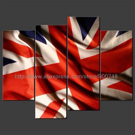 Union Jack Flag Cascade Poster Modern Many Sizes Oil Painting Black And
