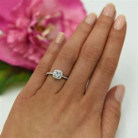 34 Ct Diamond Square Halo Wedding Engagement Ring 14k White Gold