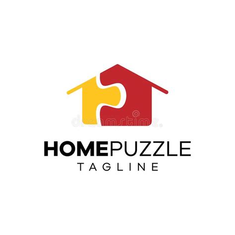 Cool And Unique Home Puzzle Logo Design Stock Vector Illustration Of