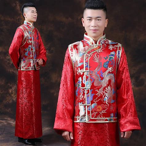 Nowadays, it's common for boys to wear traditional chinese clothes, but compared with girls' styles, chinese men's costume styles are much less, but once boys wear hanfu, zhongshan suits, or other male. free shipping red chinese wedding dress dragon long robe ...