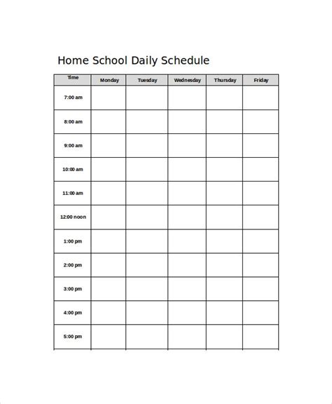 Home School Daily Planner Template 5 Free Word Pdf Documents