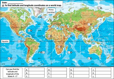 World Map With Latitude And Longitude Worksheet Little Pigeon River Map