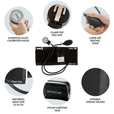 White Coat Deluxe Aneroid Sphygmomanometer Professional Blood Pressure