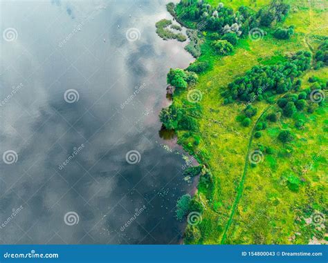 Top View Of The River Bank And Green Forest Russia Stock Image Image