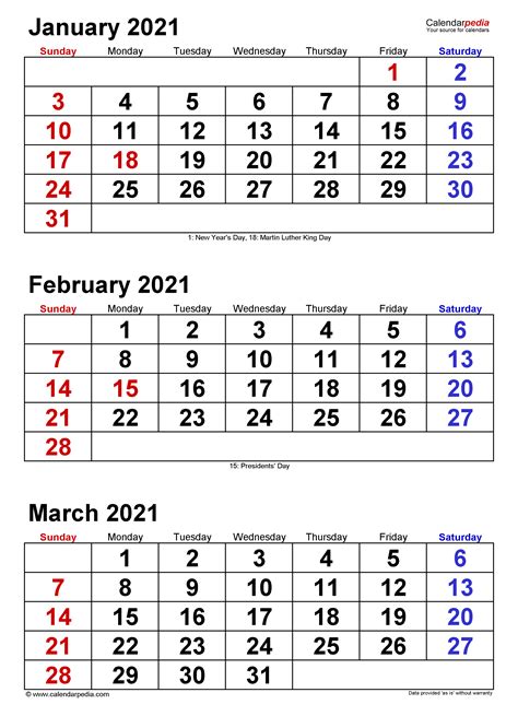 Quarterly Calendars 2021 Free Printable Pdf Templates