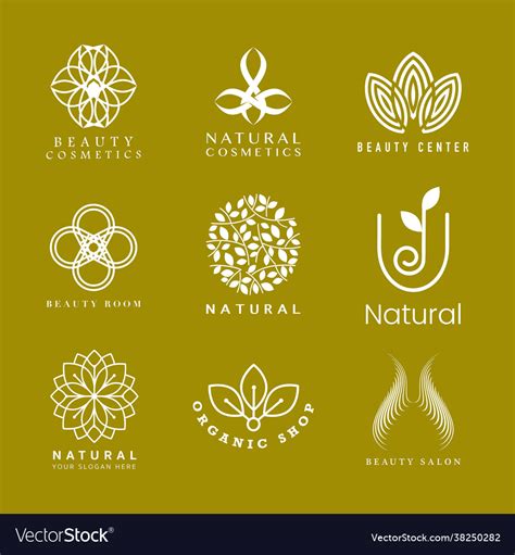 Set Natural Cosmetics Logo Royalty Free Vector Image