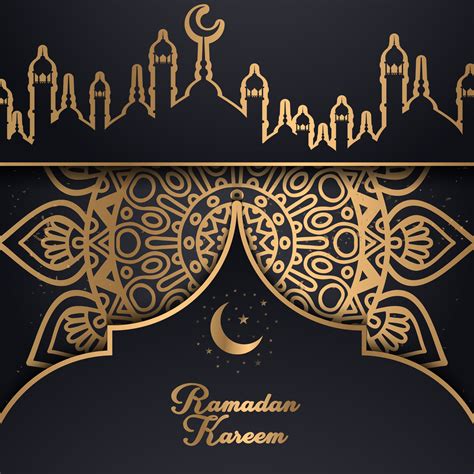 Gold Pattern Ramadan Kareem Design With Skyline 700663 Vector Art At