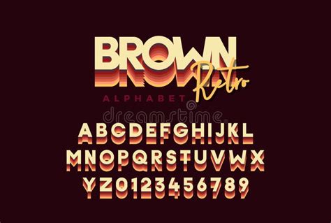 Brown Retro Font Vector Alphabet And Numbers Stock Vector