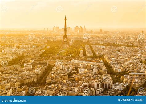 Aerial Panoramic View Of Paris With The Eiffel Tower Stock Image