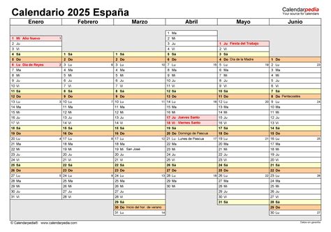 Calendario 2025 En Word Excel Y Pdf Calendarpedia