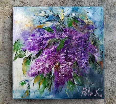 Lilac Painting Original Purple Wall Art Canvas Flowers Art Etsy