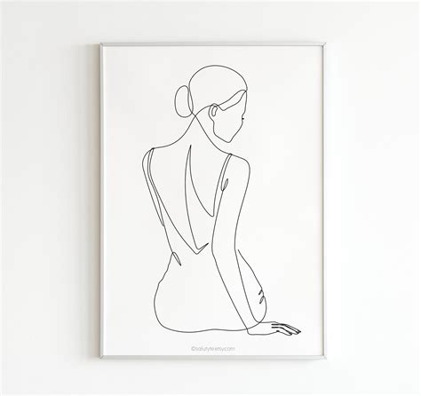 Naked Female Drawing Modern Poster Nude Woman Print Abstract Illustration Abstract Print Vector