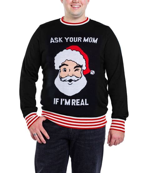 Ask Your Mom Big And Tall Ugly Christmas Sweater Men S Christmas Outfits Tipsy Elves