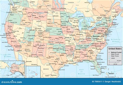 De Kaart Van De Verenigde Staten Van Amerika Vector Illustratie