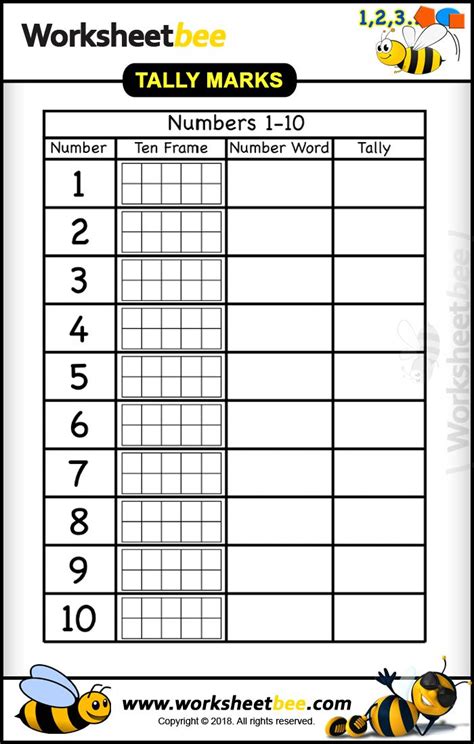 Printable Tally Marks Boxes For Kids Learning Tally Marks