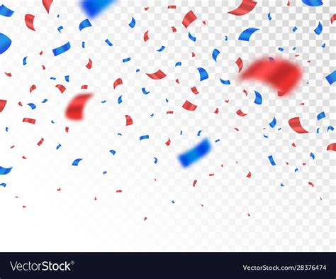 Red And Blue Confetti Isolated On Transparent Vector Image