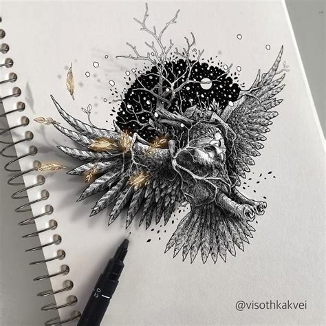 Intricate Doodles That Include Optical Illusions Ink Drawing 3d