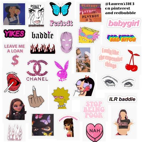 The best stickers for aesthetic. 'Baddie Sticker Pack' Sticker by Lauren53103 in 2020 ...