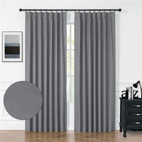 Vision Home Grey Pinch Pleated Full Blackout Curtains Thermal Insulated