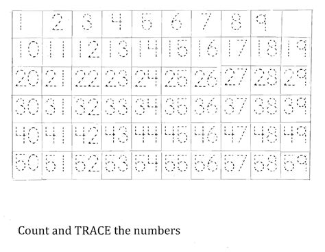 Free Printable Tracing Numbers 1-50 Worksheets Pdf