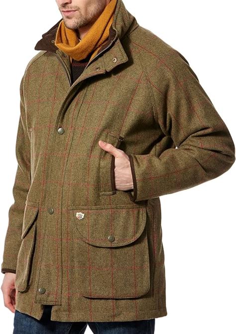 Country Gents Wool Tweed Compton Waterproof Field Coat In Sage Mens