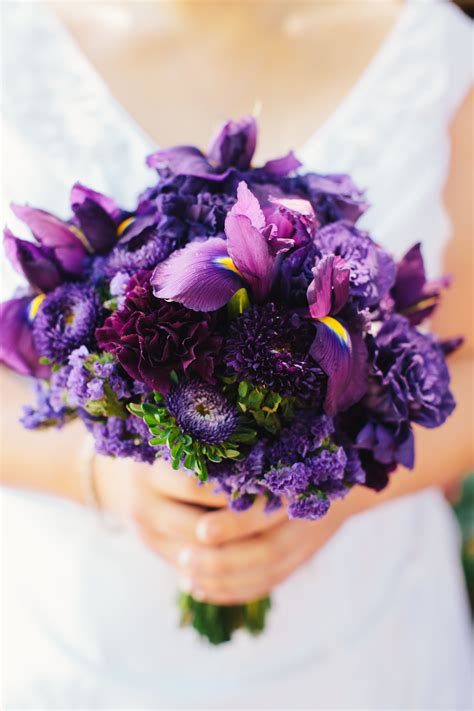 Purple wedding bouquets spring wedding flowers wedding flower arrangements flower bouquet wedding rose wedding floral wedding wedding colors wedding blog wedding planner. Purple Bridal Bouquet with Iris, Aster, Carnations ...