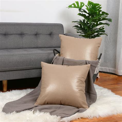 Pack Of 2 Faux Leather Pillow Covers Decorative Throw Cushion Covers