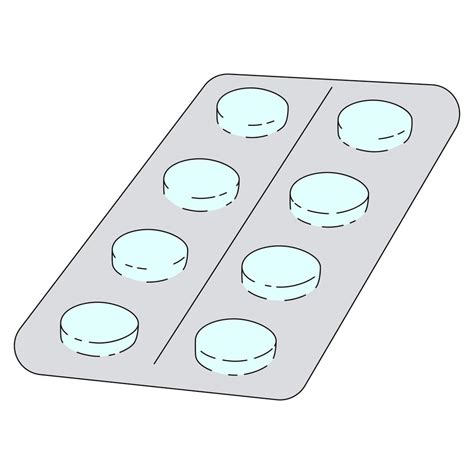 Tablets In A Blister Pack Blue Pills In Cartoon Style Vector