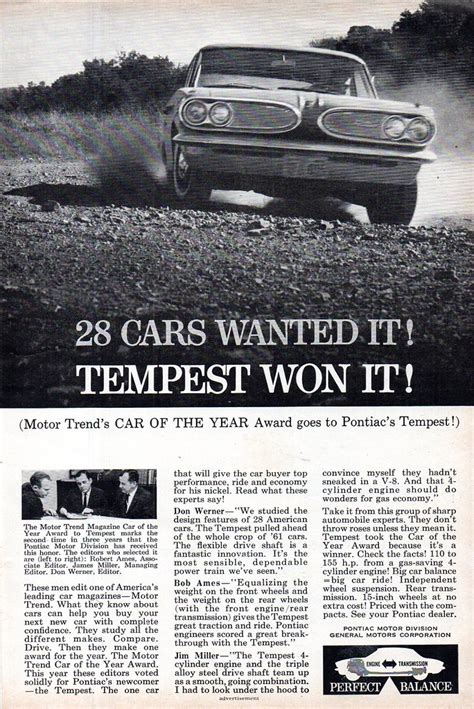 1961 Pontiac Tempest Usa Original Magazine Advertisement Flickr