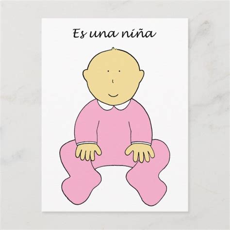 Es Una Niña Its A Girl In Spanish Announcement Postcard